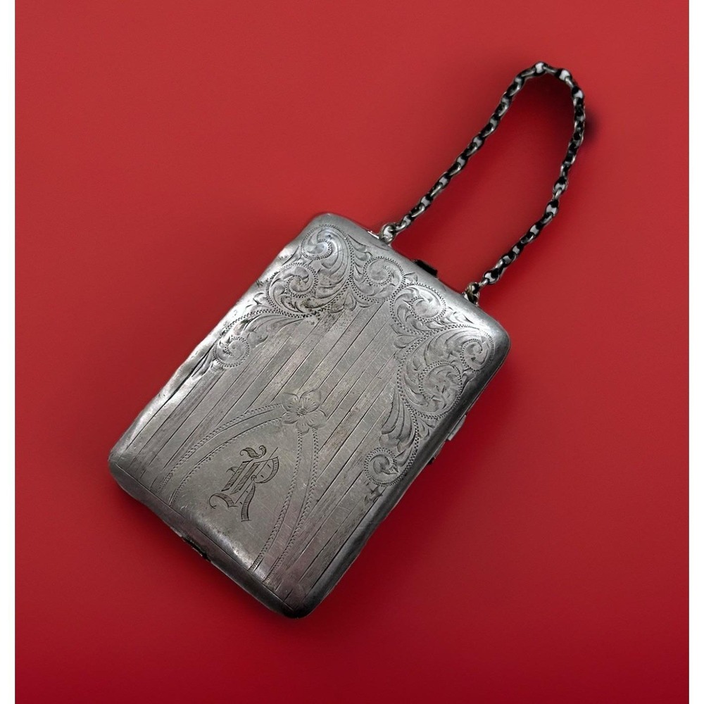 Antique German Silver Ladies Dance Purse Coin Compact Victorian VTG 20s Flapper